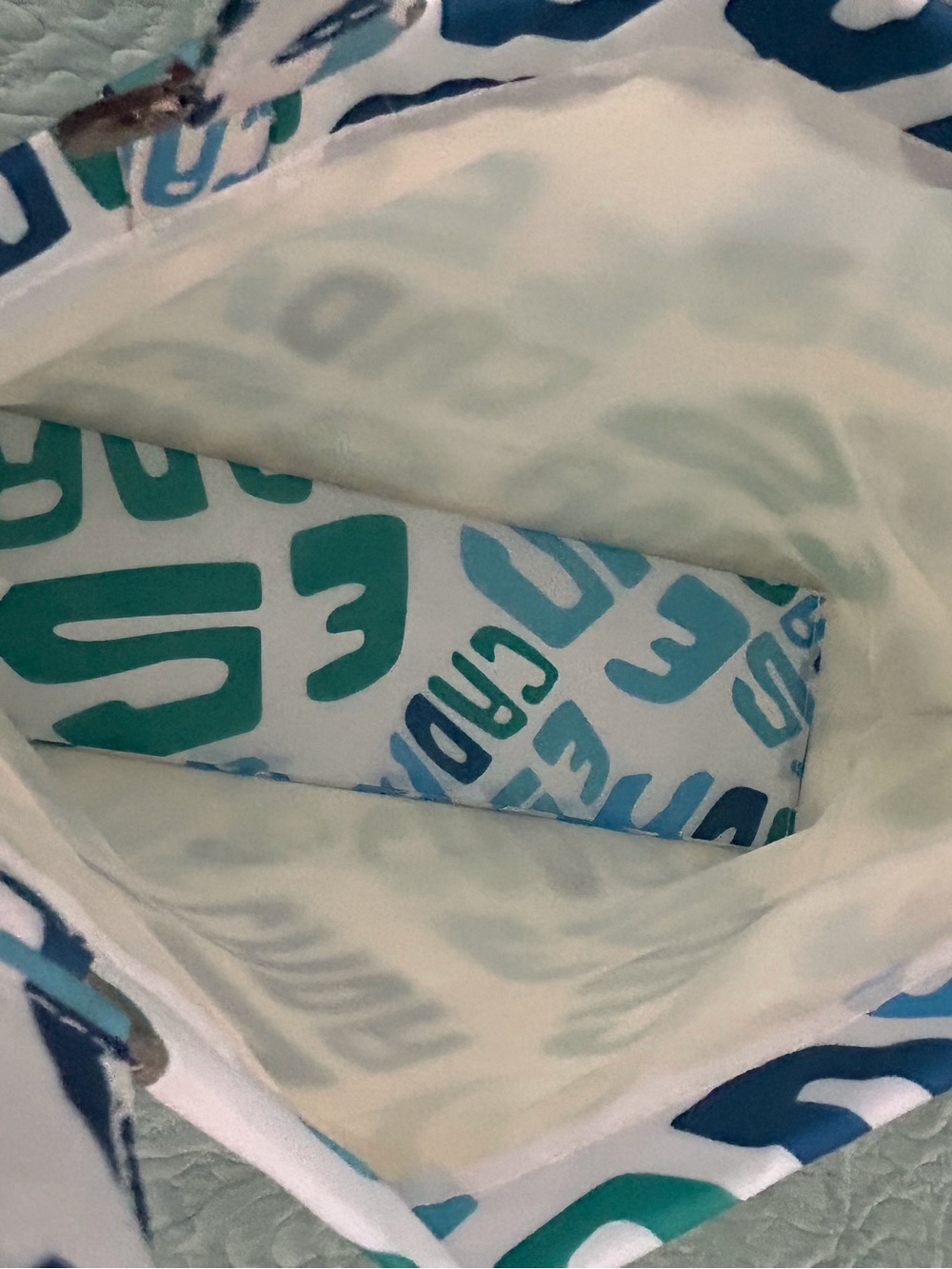 Escada Tote Bag with Teal & Blue Typographic Logo Lettering - Picture 3 of 6